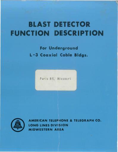 Blast Detector Function Description Paris RS MO
