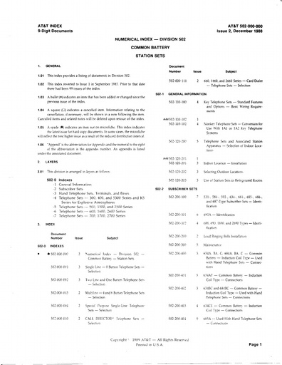 502-000-000 i2 Dec88 - Index