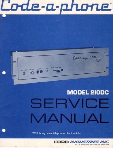 Code-a-phone 210DC - Service Manual i5