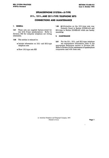 512-620-415 i4 Oct72 - 511, 1511, 2511, 3-type Speakerphone - Connections and Maintenance