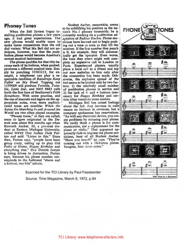 72mar6 Time Mag p84 - Phony Tunes