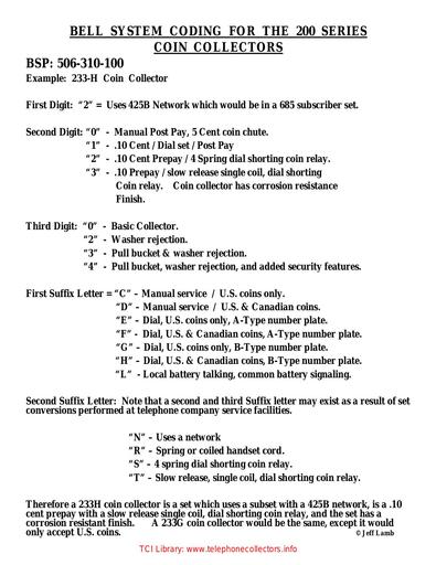 506-310-100 - extract - Coding for 200-Series Coin_Collectors
