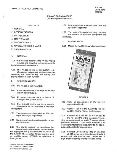Melco KA380 Paging Adapter 051909