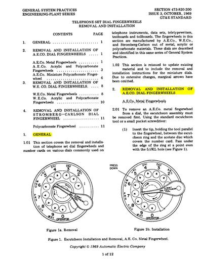 GSP 473-820-200 i3 Oct69 - Fingerwheel Removal Installation