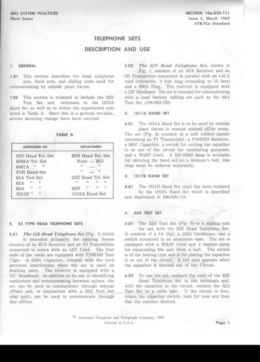 106-020-111 i3 Mar69 - Telephone Sets for Outside Plant
