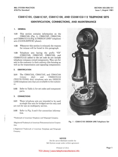 503-200-121 i1 aug 1981 - cs881c105 cs881c107 cs881c108 cs2881cg112 - Candlestick sets