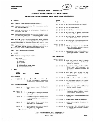 512-000-000 i42 Jun84 - Index
