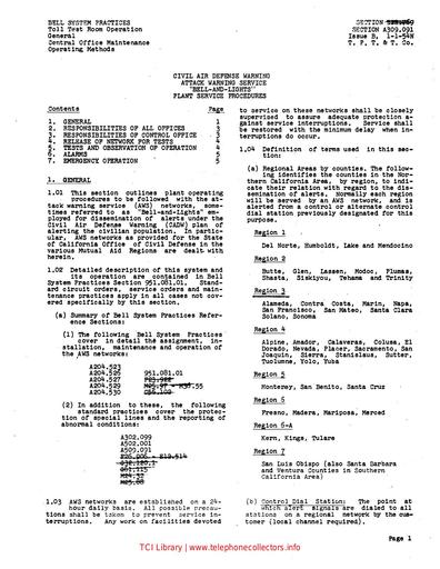 Section E12.769 A309.091 iB 1-1-54 TPTandT Civil Air Defense Attack Warning Service