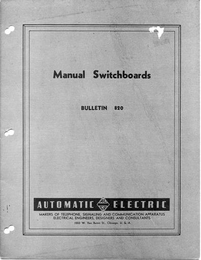 AE Bulletin 820 - Manual Switchboards - Tl