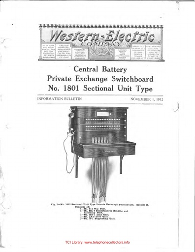 WE CB Private Exchange Switchboard No. 1801 sectional unit type