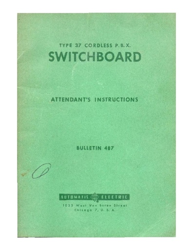 AECo Type 37 Cordless PBX - Bulletin 487 Oct54