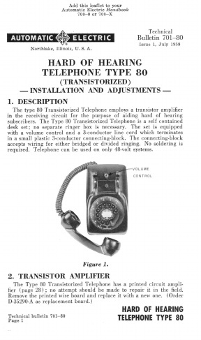 TB 701-80 I1 - AE Type 80, Transistorized Amp (Hard of Hearing)