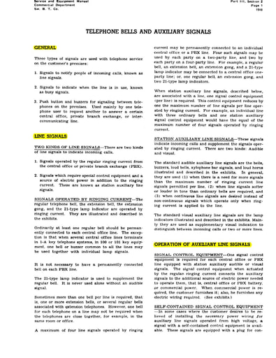 SWBT Service And Equipment Manual [02] - Part III Section 2: Telephone Bells & Auxiliary Signals