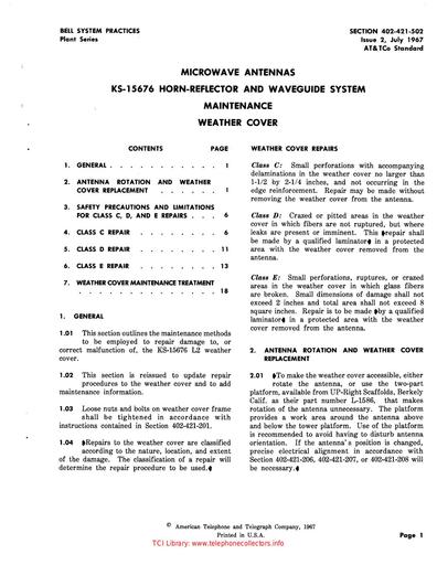 402-421-502 i2 Jul67 - KS-15676 Antenna Weather Cover