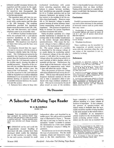 Subscriber Toll Dialing Tape Reader Mar53