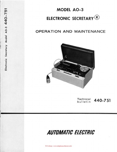 AE TB 440-751 i1 1963 - Electronic Secretary AO-3 - Operation and Maint