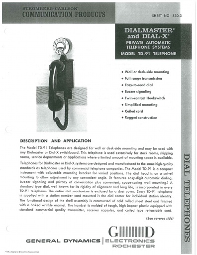 SC Brochure 1967 - TD-91 Spacesaver Telephone 010915