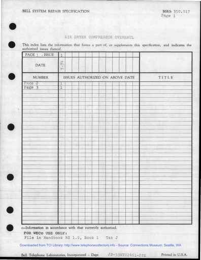 BSRS 350.017 i1 Jul74 - Air Dryer Compressor Overhaul