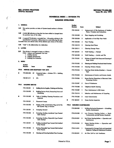 770-000-000 i39 Jul72 - Index - Building Operation