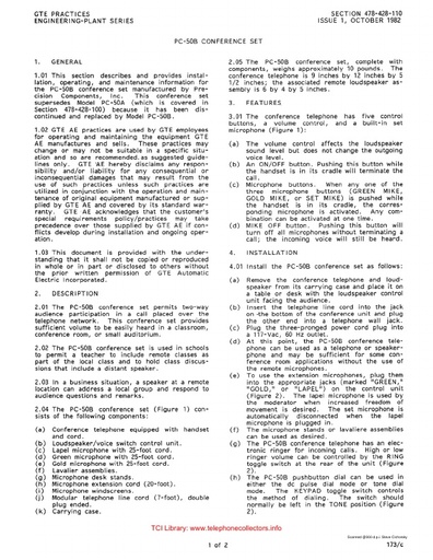 GSP 478-428-110 I1 Oct82 PC-50B Conference Set Ocr R