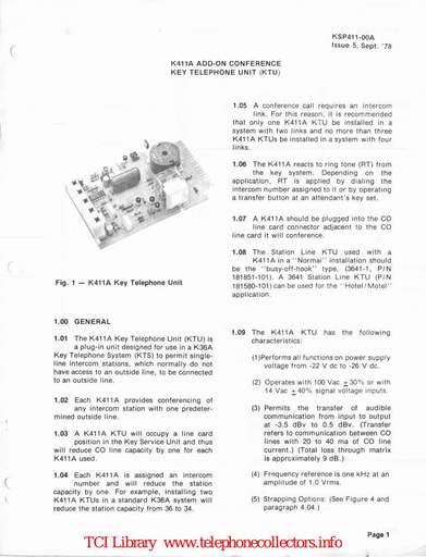 ITT KSP 411-00A i5 Sep78 - K411A Add on Conference KTU