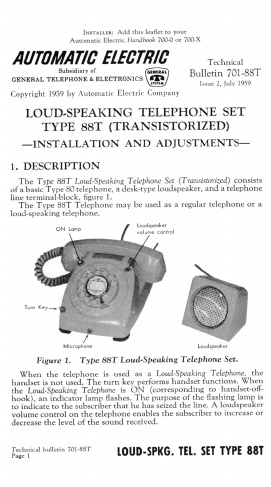 TB 701-88T I2 - Type-88T Loudspeaking Telephone Set