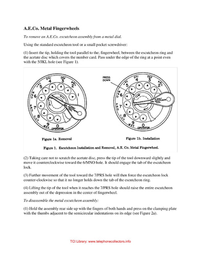 Miscellaneous, AE Metal Fingerwheel and Dial Card Removal