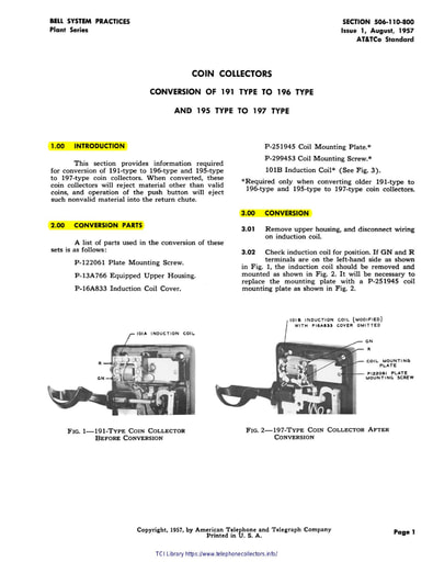 506-110-800 i1 Aug57 - Coin Collectors Conversion of 191 to 196,  195 to 197