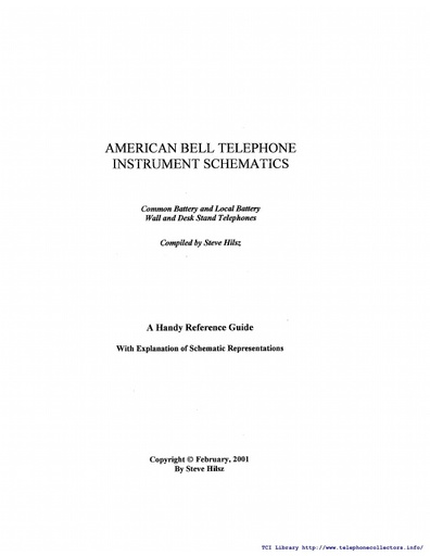 American Bell Telephone Wiring Diagrams and Schematics by Steve Hilsz Feb01
