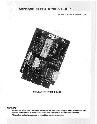 SANBAR 4000 KTU Line Card Data Sheet 042508