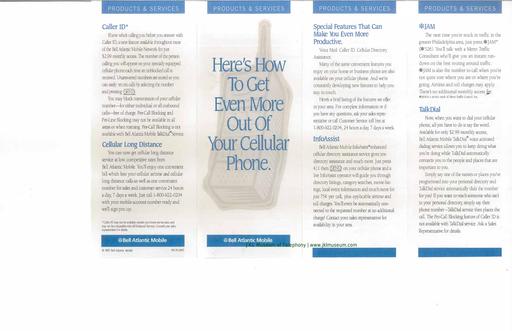 MORE OUT OF YOUR CELLULAR PHONE BELL ATLANTIC MOBILE SEPTEMBER 1997 Marketing Brochure