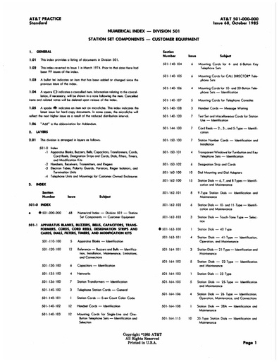 501-000-000 i68 Oct85 - Index