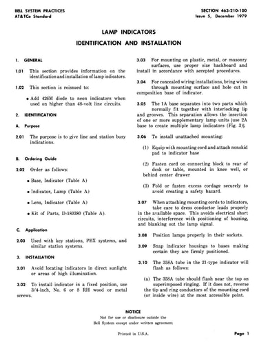 463-210-100 i5 Dec79 - Lamp Indicators - ID Inst