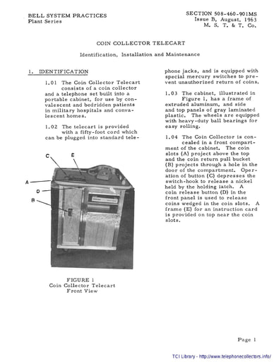 508-460-901MS iB Aug63 - Coin Collector Telecart - Id Install and Maint
