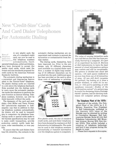 71Feb BLR P61 Card Dialer ANSI Cards