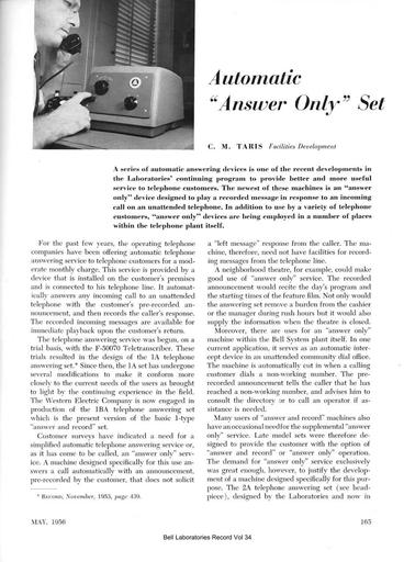 56May BLR P165 - 2A Automatic Answer Only Set