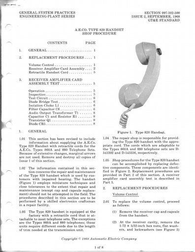 GSP 997-302-500 Type-820 Handset
