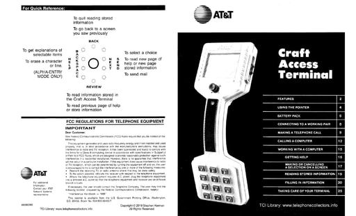 AT&T 405-683-582 - Craft Access Terminal Manual - in booklet format