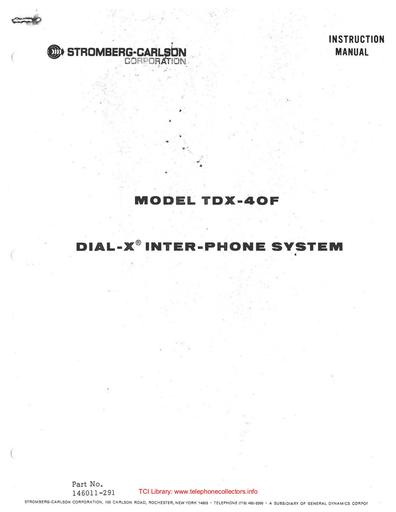 SC Dial-X TDX-40F Interphone System Instruction Manual