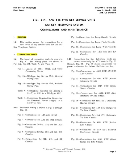 518-215-405 ~ 513, 514, 515-Type KSUs Connections ~Maintenance