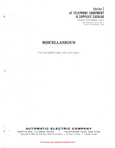 AE Catalog 11000 - Section J - Miscellaneous Oct67
