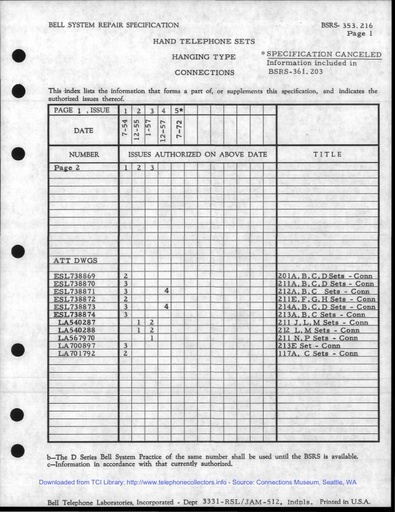 BSRS 353.216 i5 Jul72 - Hand Tel Sets Hanging Type Connections