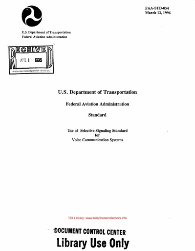 FAA-STD-054  Use of Selective Signaling Standard for Voice Communication Systems