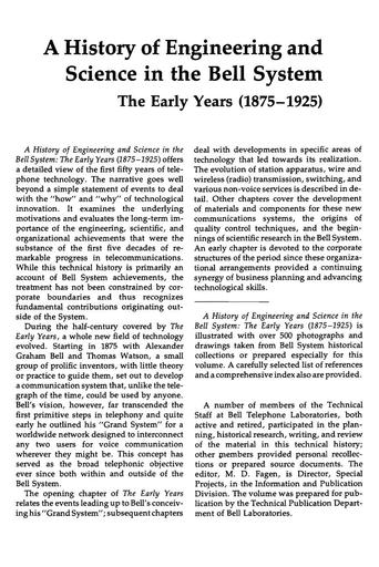BTL History: The Early Years (1875-1925) - 1975 - ToC, References, Credits and Index - extract