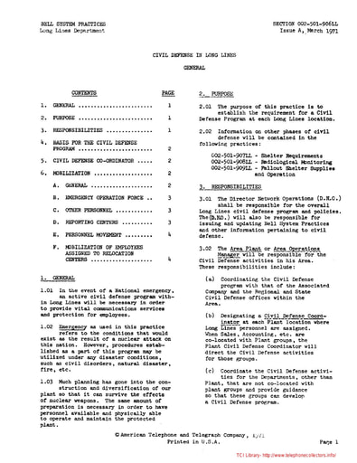 002-501-906LL iA Mar71 - Civil Defense in Long Lines - General