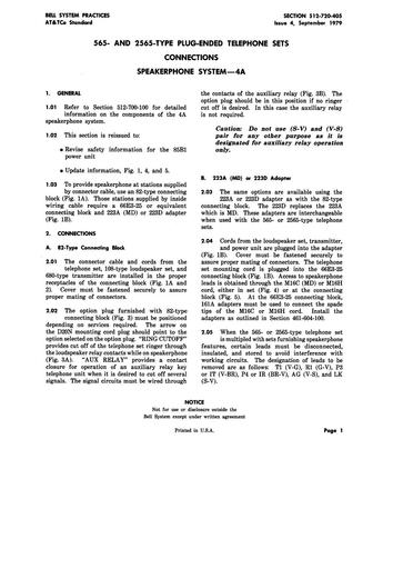 512-720-405 i4 Sep70 - 565 & 2565-type Plug-ended Sets - Connections - 4-type Speakerphone System