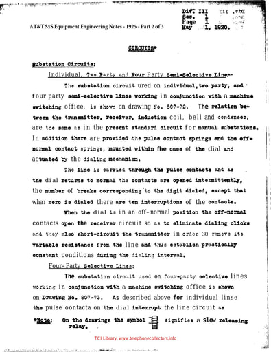 1925 - AT&T SxS Equipment Engineering Notes - Part 2 of 3