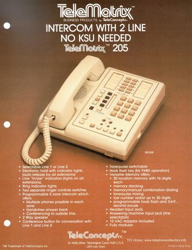 TeleConcepts TeleMatrix 205 & 305 - No-KSU Multi-line Phones