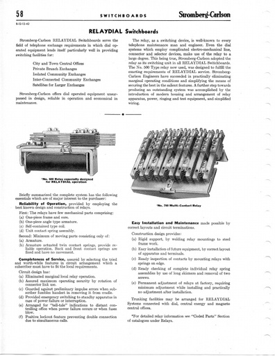 SC Catalog 1942 pp B 58-66 - RELAYDIAL Switchboards