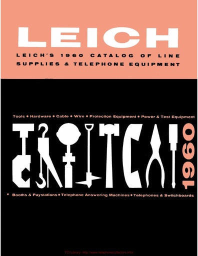 1960 Leich Line Supplies and Telephone Equipment Catalog